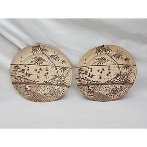 2 Vintage Melbourne Mayers G&W Brown Transfer Ware Plate 9" Inch Plate Antique